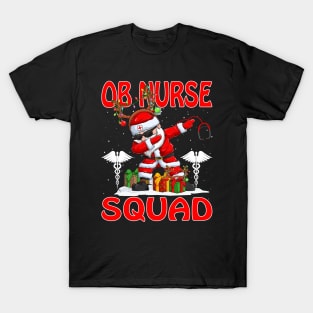 Christmas Obstetrical Nurse Squad Reindeer Pajama Dabing Santa T-Shirt